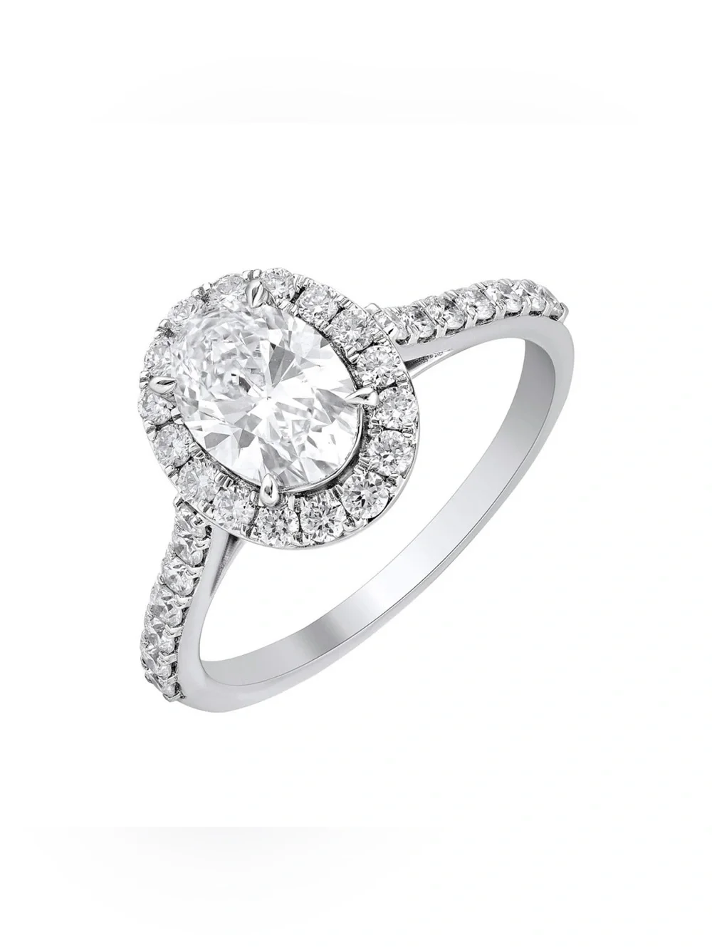 1.5 CTW Diamond Halo Ring Solid Sterling Silver White Gold Plated F-G Size 4-10